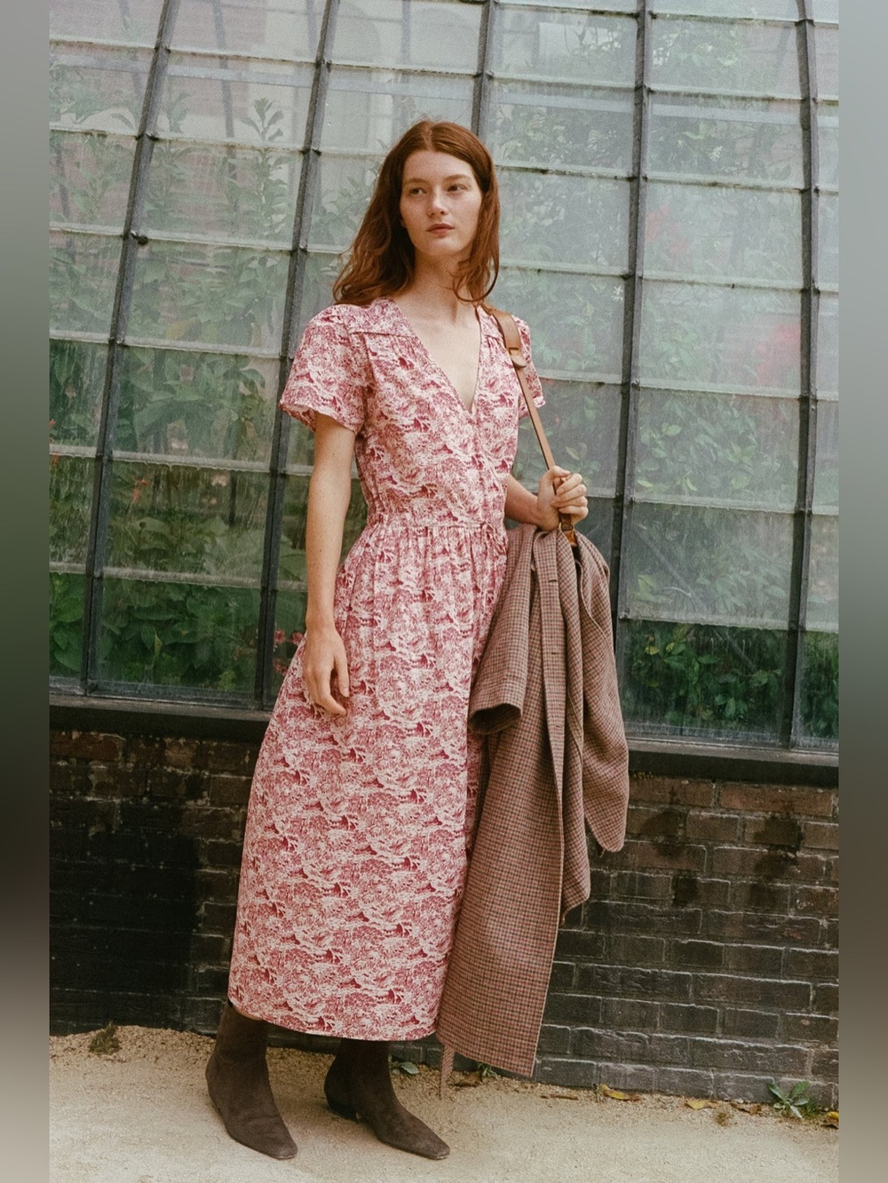 BEACHGOLD Pink Paisley Button-Front Midi Dress
